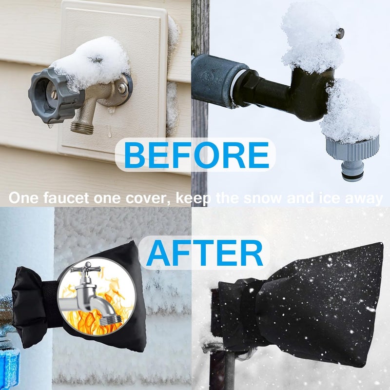 Actgan Outdoor Faucet Covers for Winter - 9.8"H x 7"W Thickened Outside Garden Socks for Freeze Protection, Reusable Insulated, 4 Pack, Black - Image 2